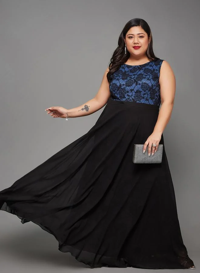 مس تشايس فستان طويل دانتيل بدون أكمام للنساء بمقاس كبير